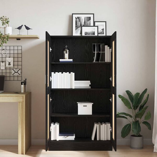 vidaXL Book Cabinet Black Oak 82.5 x 30.5 x 150 cm Engineered Wood
