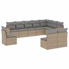 vidaXL 10 Piece Garden Sofa Set with Cushions Beige Poly Rattan