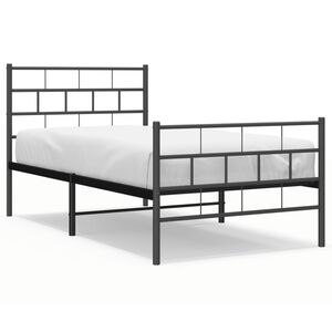 vidaXL Metal Bed Frame without Mattress with Footboard Black 107x203cm