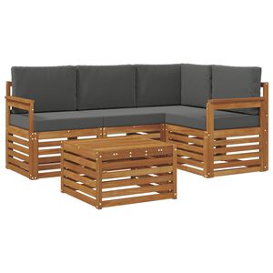 vidaXL Outdoor Sofa Set with Cushion 5 pcs Natural and Anthracite