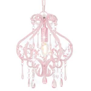 vidaXL Ceiling Lamp with Beads Pink Round E14