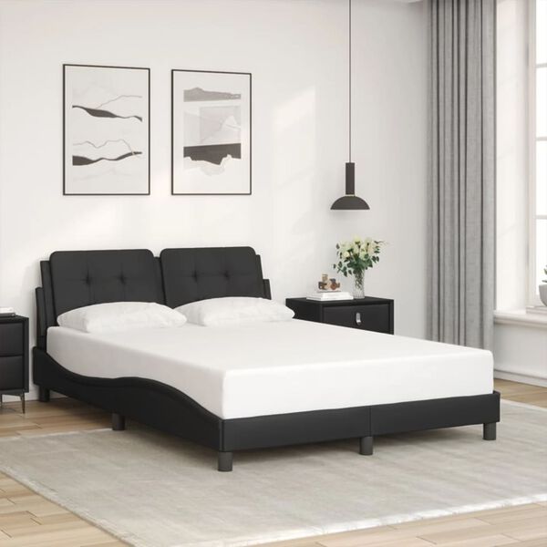 vidaXL Bed Frame with LED without Mattress "Zadar" Black 137x190 cm