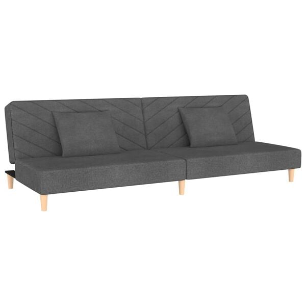 vidaXL 2-Seater Sofa Bed with Two Pillows Dark Grey Fabric