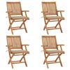 vidaXL Folding Chairs with Cushions 4 pcs Solid Teak Wood