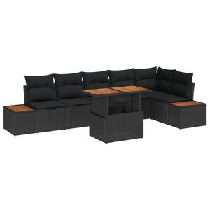 vidaXL Garden Sofa Set 7 pcs Black Poly Rattan