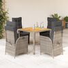 vidaXL 5 Piece Garden Dining Set with Cushions Grey Poly Rattan