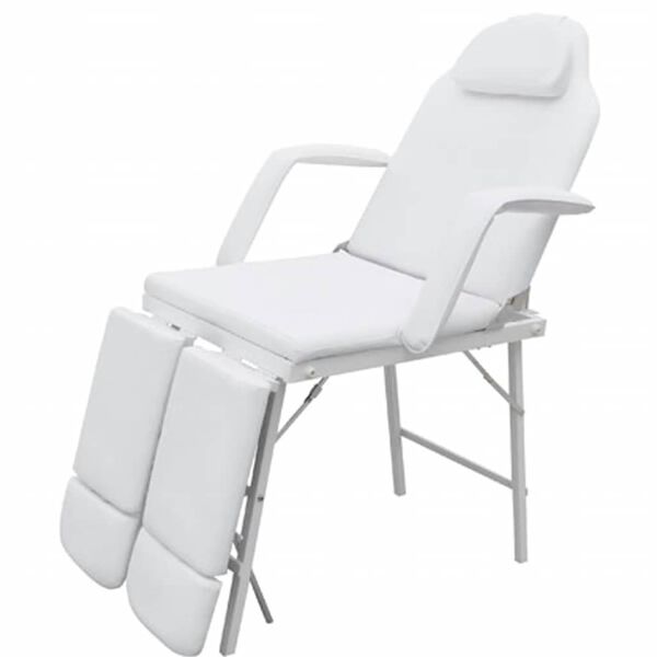 vidaXL Portable Facial Treatment Chair Faux Leather 185x78x76 cm White