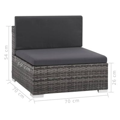vidaXL 12 Piece Garden Lounge Set with Cushions Poly Rattan Grey