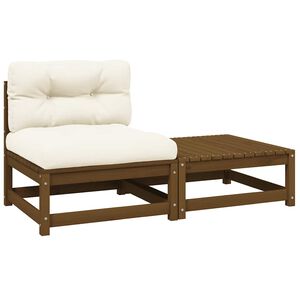vidaXL 2 Piece Garden Lounge Set with Cushions Honey Brown Pinewood
