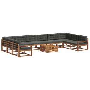 vidaXL Outdoor Sofa Set 11 pcs Natural and Anthracite