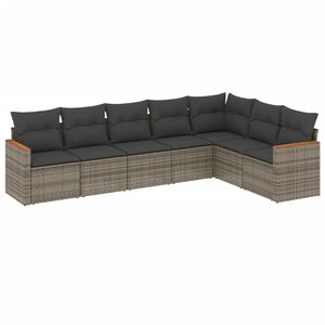 vidaXL 7 Piece Garden Sofa Set with Cushions Grey Poly Rattan