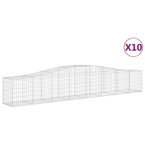 vidaXL Arched Gabion Baskets 10 pcs 400x50x60/80 cm Galvanised Iron
