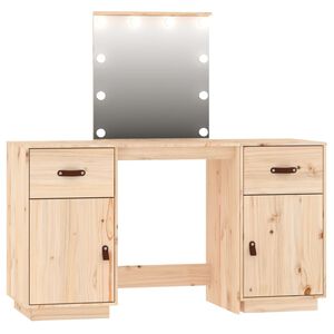 vidaXL Dressing Table Set with LED Solid Wood Pine