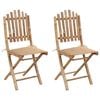 vidaXL Folding Chairs 2 pcs with Cushions Bamboo