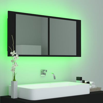 vidaXL LED Bathroom Mirror Cabinet Black 100x12x45 cm
