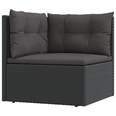vidaXL 10 Piece Outdoor Sofa Set with Cushions Black Poly Rattan
