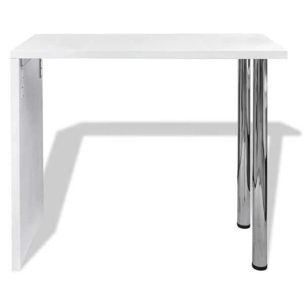 vidaXL Bar Table MDF with 2 Steel Legs High Gloss White