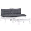 vidaXL 3 Piece Garden Lounge Set with Anthracite Cushions Pinewood