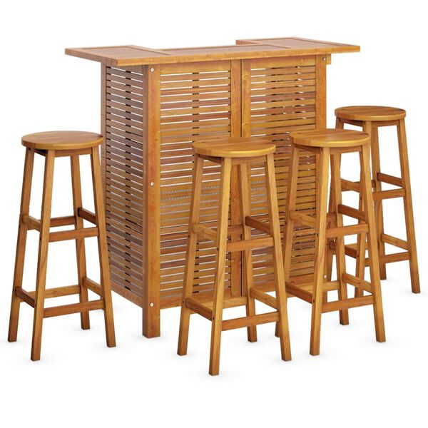 vidaXL 5 Piece Garden Bar Set Solid Wood Acacia