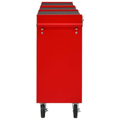 vidaXL Tool Trolley with 15 Drawers Steel Red (147175+2x147176)