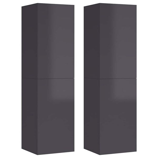 vidaXL TV Cabinets 2 pcs High Gloss Grey 30.5x30x110 cm Engineered Wood