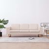 vidaXL 3-Seater Sofa Fabric Cream