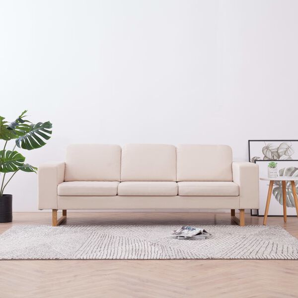 vidaXL 3-Seater Sofa Fabric Cream