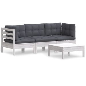 vidaXL 4 Piece Garden Lounge Set with Anthracite Cushions Pinewood