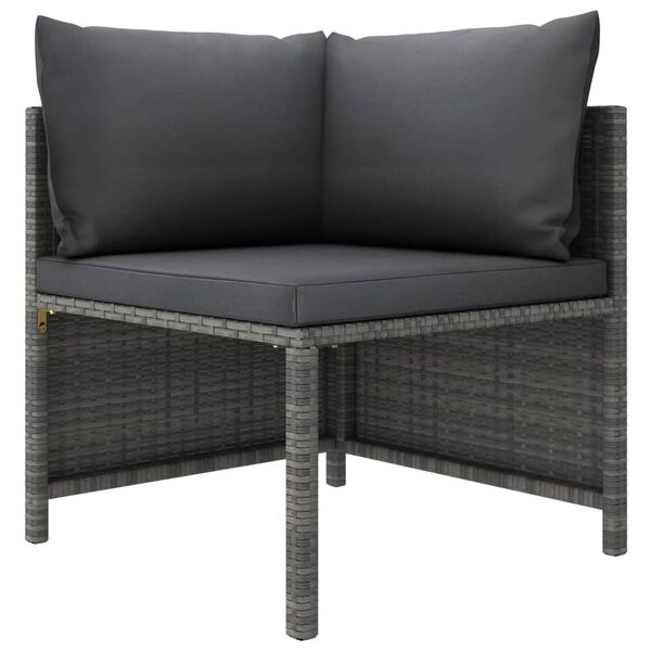 vidaXL 5 Piece Garden Lounge Set with Cushions Poly Rattan Grey