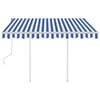 vidaXL Manual Retractable Awning with Posts 3x2.5 m Blue and White