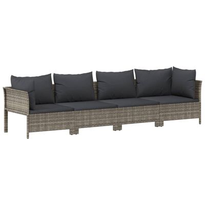 vidaXL 7 Piece Garden Lounge Set with Cushions Grey Poly Rattan