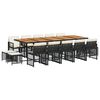 vidaXL 15 Piece Garden Dining Set with Cushions Black Poly Rattan