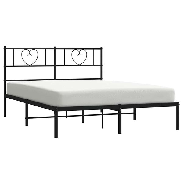 vidaXL Metal Bed Frame without Mattress with Headboard Black 150x200cm