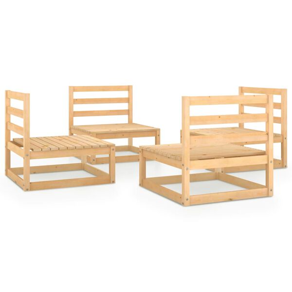 vidaXL 4 Piece Garden Lounge Set Solid Wood Pine