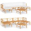 vidaXL 7 Piece Garden Lounge Set with Cream Cushions Solid Teak Wood