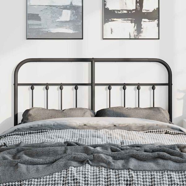 vidaXL Metal Replace Headboard Black 150 cm