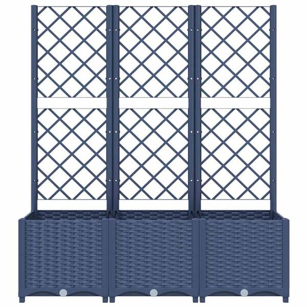 vidaXL Garden Planter with Trellis Blue Grey 120x40x136 cm PP