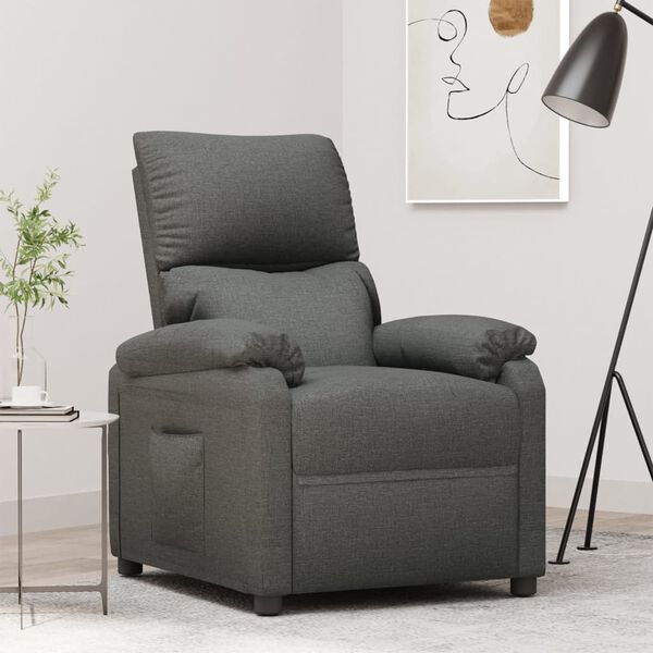 vidaXL Recliner Chair Dark Grey Fabric