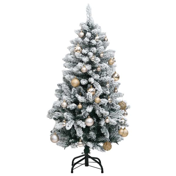 vidaXL Artificial Hinged Christmas Tree 150 LEDs & Ball Set 120 cm