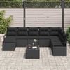 vidaXL Sofa Set with Cushion with Storage 9 pcs Black Poly Rattan
