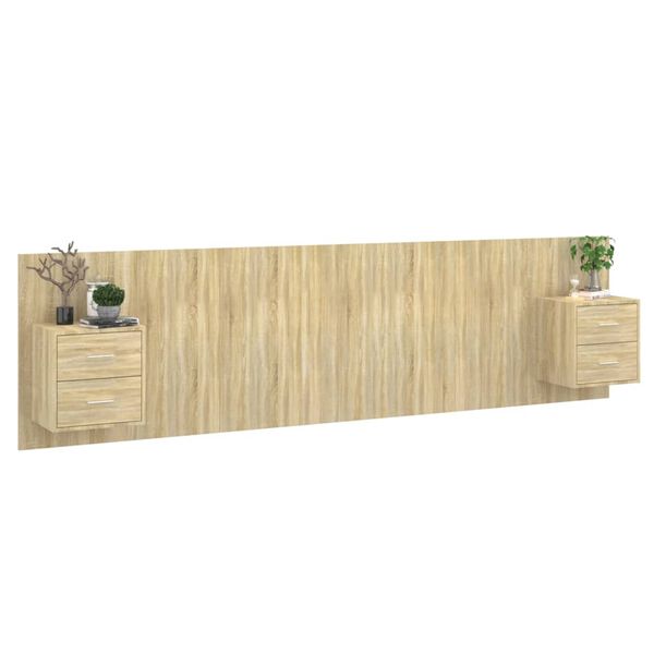 vidaXL Bed Headboard with Cabinets Sonoma Oak Engineered Wood