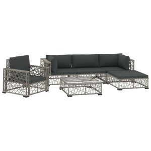 vidaXL 6 Piece Garden Lounge Set with Cushions Poly Rattan Grey