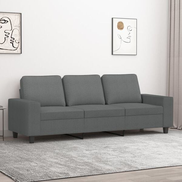 vidaXL 3-Seater Sofa Dark Grey 180 cm Fabric