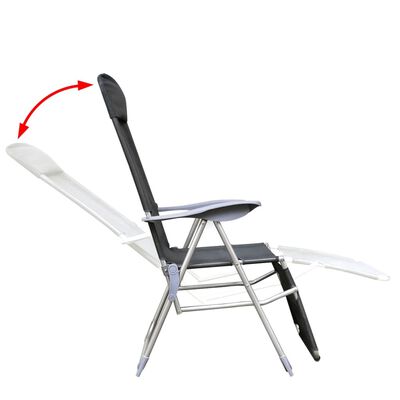 vidaXL Folding Garden Chairs 2 pcs Aluminium and Textilene Grey