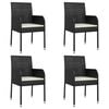 vidaXL Garden Chairs with Cushions 4 pcs Poly Rattan Black