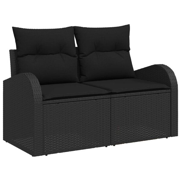 vidaXL Garden Sofa Set Black 55 x 55 x 37 cm Poly Rattan
