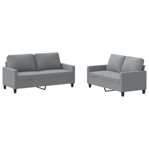 vidaXL 2 Piece Sofa Set with Cushions Light Grey Fabric
