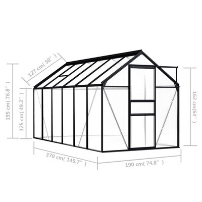 vidaXL Greenhouse Anthracite Aluminium 7.03 m²