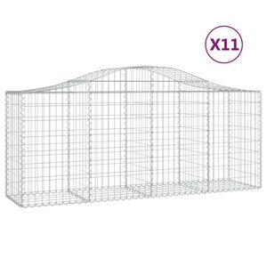 vidaXL Arched Gabion Baskets 11 pcs 200x50x80/100 cm Galvanised Iron