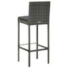 vidaXL Garden Bar Stools with Cushions 4 pcs Grey Poly Rattan